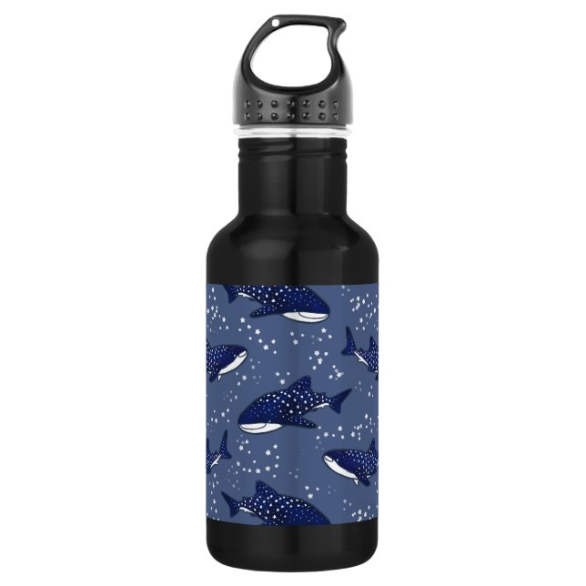 Starry Whale Shark (Dark) Water Bottle (Front)