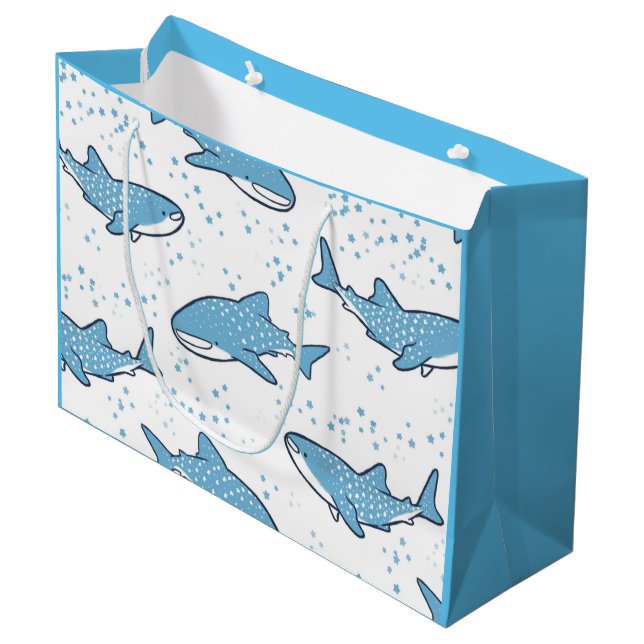 Starry Whale Shark (Light) Large Gift Bag (Front Angled)