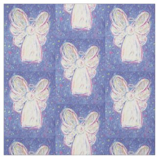 Starry White Guardian Angel Art Fabric Material