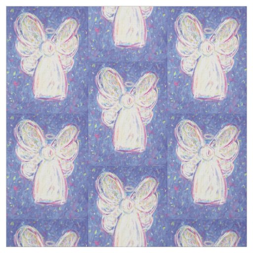 Starry White Guardian Angel Art Fabric Material