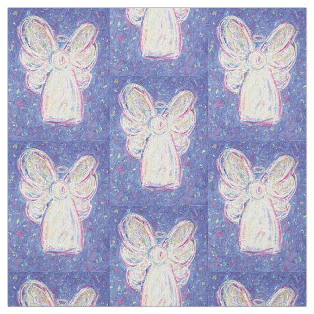 Starry White Guardian Angel Art Fabric Material (Swatch)