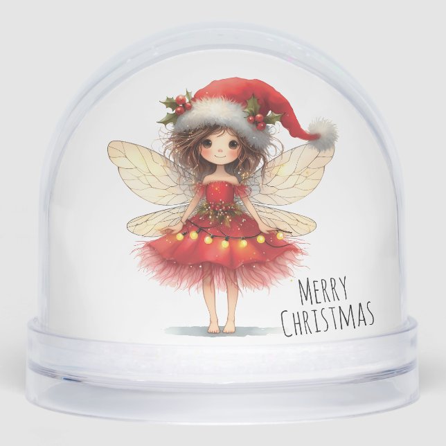 Starry Winged Fairy Holiday Card Snow Globe (Front)