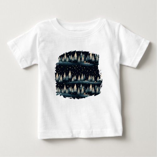 Starry Winter Forest Night Baby T_Shirt