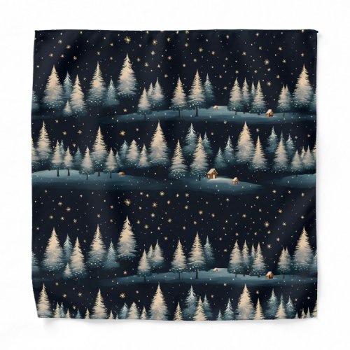 Starry Winter Forest Night Bandana