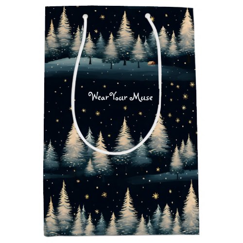 Starry Winter Forest Night Gift Bag