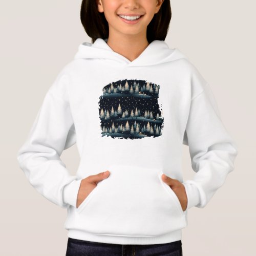 Starry Winter Forest Night Hoodie