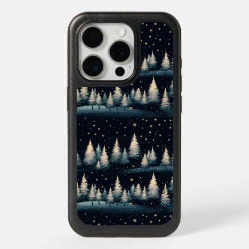 Starry Winter Forest Night iPhone 15 Pro Case