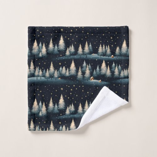 Starry Winter Forest Night Towel
