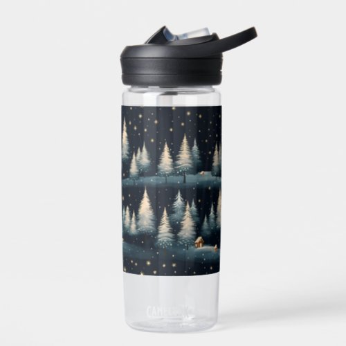 Starry Winter Forest Night Water Bottle