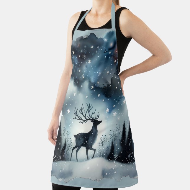 Starry Winter Night Deer  Apron (Insitu)
