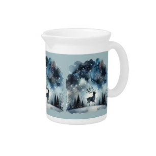 Starry Winter Night Deer Beverage Pitcher