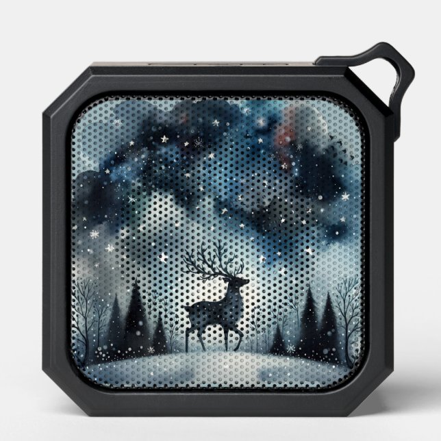 Starry Winter Night Deer Bluetooth Speaker (Front)