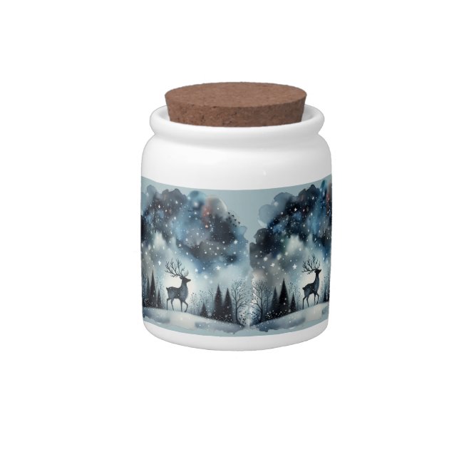 Starry Winter Night Deer Candy Jar (Right)