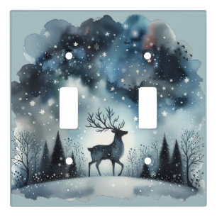 Starry Winter Night Deer Light Switch Cover