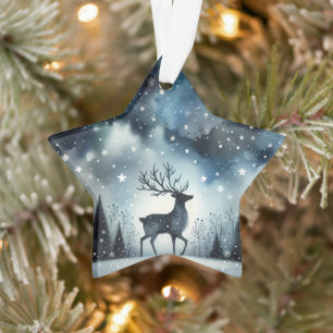 Starry Winter Night Deer Ornament