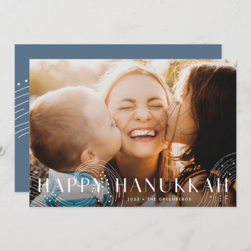 Starry Wish  Elegant Hanukkah Photo Holiday Card