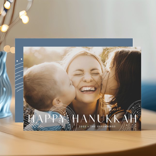 Starry Wish | Elegant Hanukkah Photo Holiday Card (Creator Uploaded)