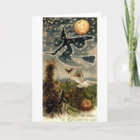 Starry Witch on Broomstick Card