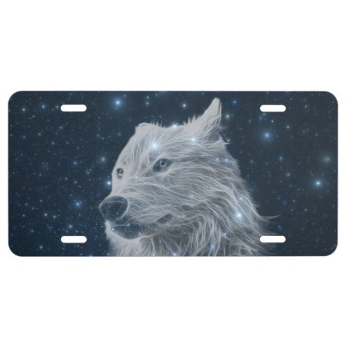 Starry wolf face license plate