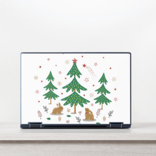 Starry Woodland Christmas Forest Rabbits HP Laptop Skin
