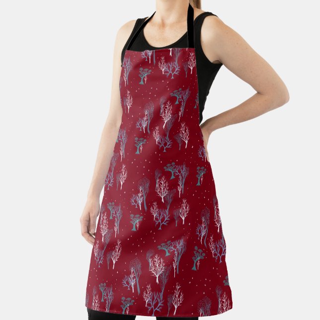 Starry Woods Apron - Christmas Red (Insitu)