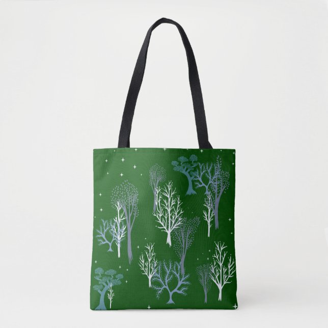Starry Woods Tote Forest Green Bag (Front)