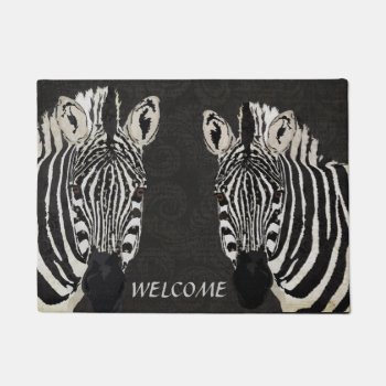 Starry Zebras Door Mat by Greyszoo at Zazzle