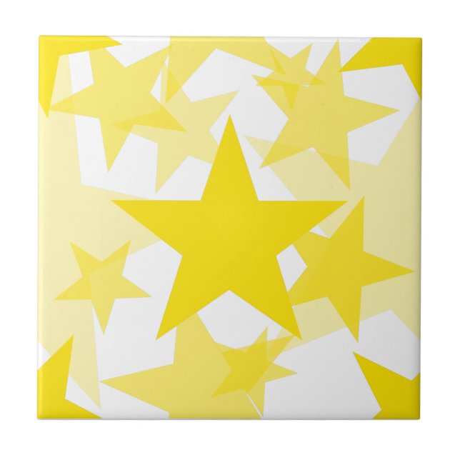 Stars 3 Yellow Ceramic Tile (Front)