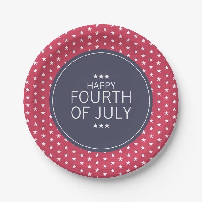 Stars 4th of July Independence Day Paper Plate (Front)