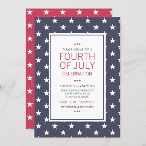 Stars 4th of July Independence Day Party Card