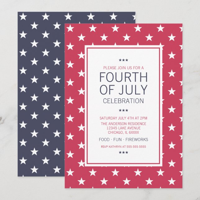 Stars 4th of July Independence Day Party Card (Front/Back)
