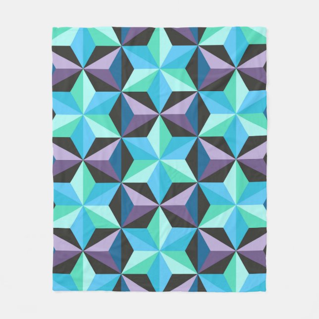 Stars Abstract Geometric Patchwork Fleece Blanket (Front)