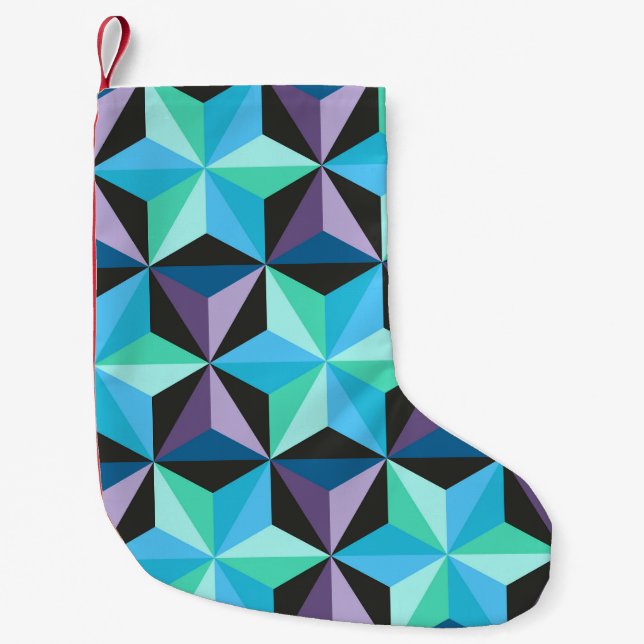Stars Abstract Geometric Patchwork Small Christmas Stocking (Front)