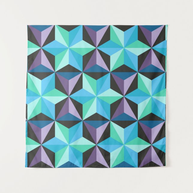 Stars Abstract Geometric Patchwork Tapestry (Front)