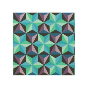 Stars Abstract Geometric Patchwork Wood Wall Art