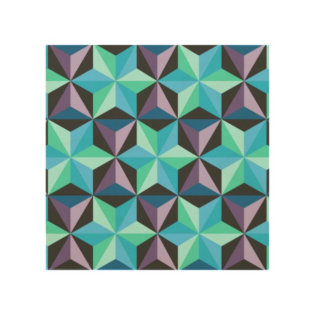 Stars Abstract Geometric Patchwork Wood Wall Art (Front)