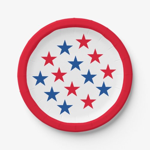 Stars America 4th of July Red White and Blue Paper Plates