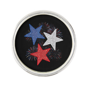 Stars American Flag Fireworks 4th Of July Independ Lapel Pin