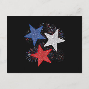 Stars American Flag Fireworks 4th Of July Independ Postcard