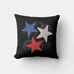 Stars American Flag Fireworks 4th Of July Independ Throw Pillow
