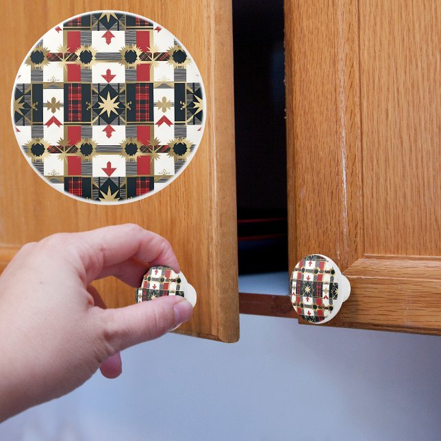 Stars and Arrows Plaid Ceramic Knob (Creator Uploaded)