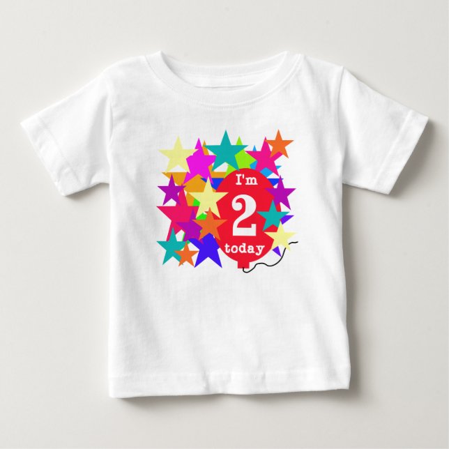 Stars and Balloon 2nd Birthday Baby T-Shirt (Front)