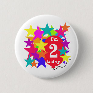 Stars and Balloon 2nd Birthday T-shirts and Gifts Pinback Button