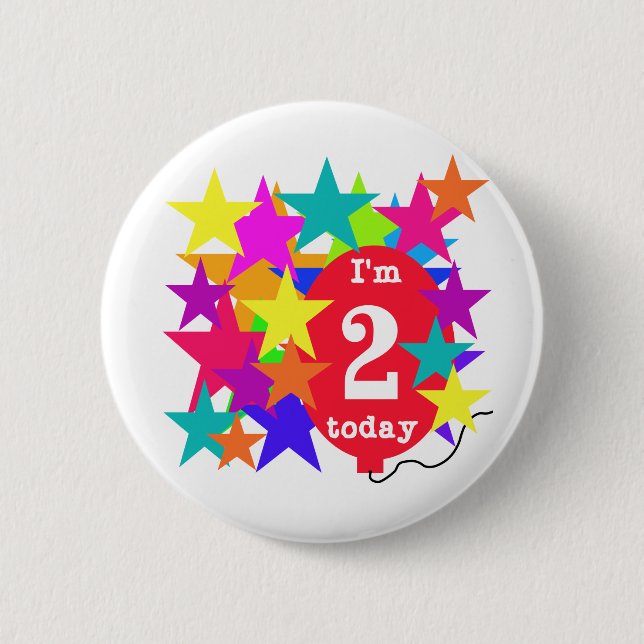 Stars and Balloon 2nd Birthday T-shirts and Gifts Pinback Button (Front)