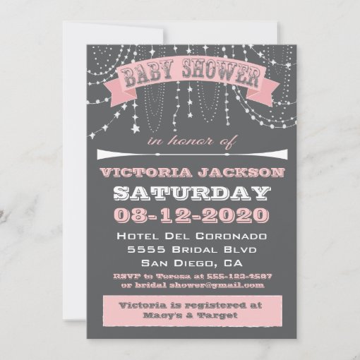 Stars and beads Baby Shower Invitations Zazzle