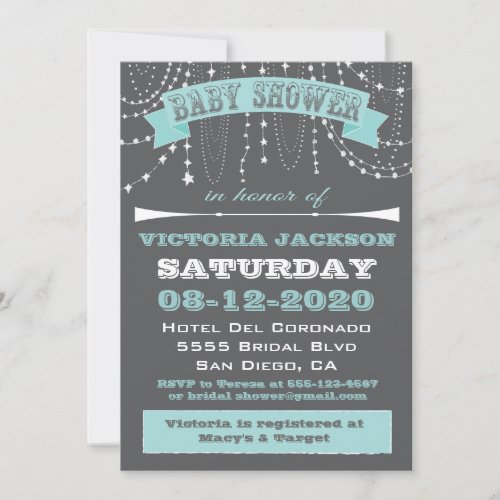 Stars and beads Baby Shower Invitations