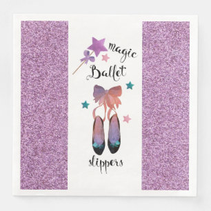 Stars and Bows and Magic Ballet Slippers Paper Dinner Napkins