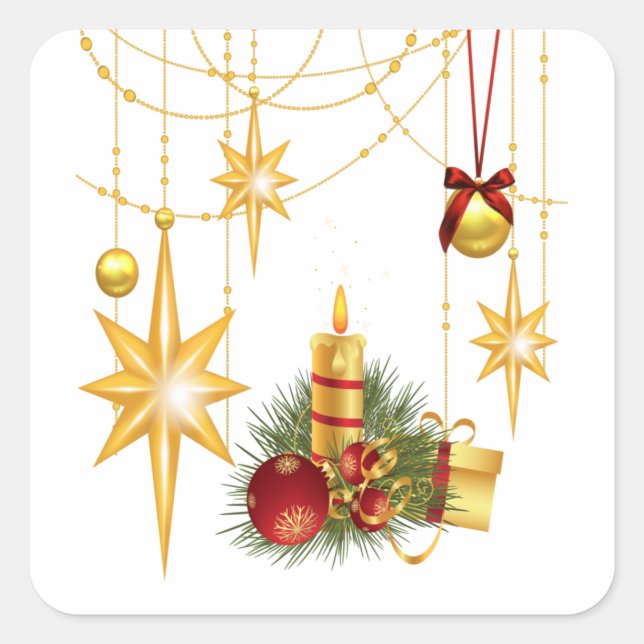 Stars and Candle Square Sticker (Front)