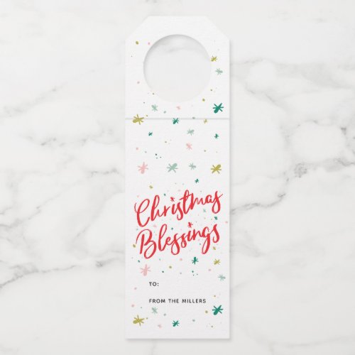 Stars and Christmas Blessings Bottle Hanger Tag