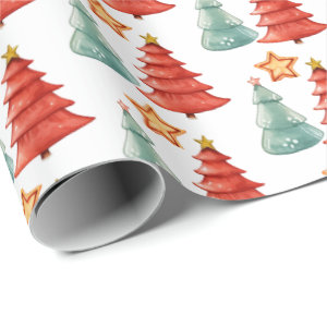 Stars and Christmas Trees Wrapping Paper
